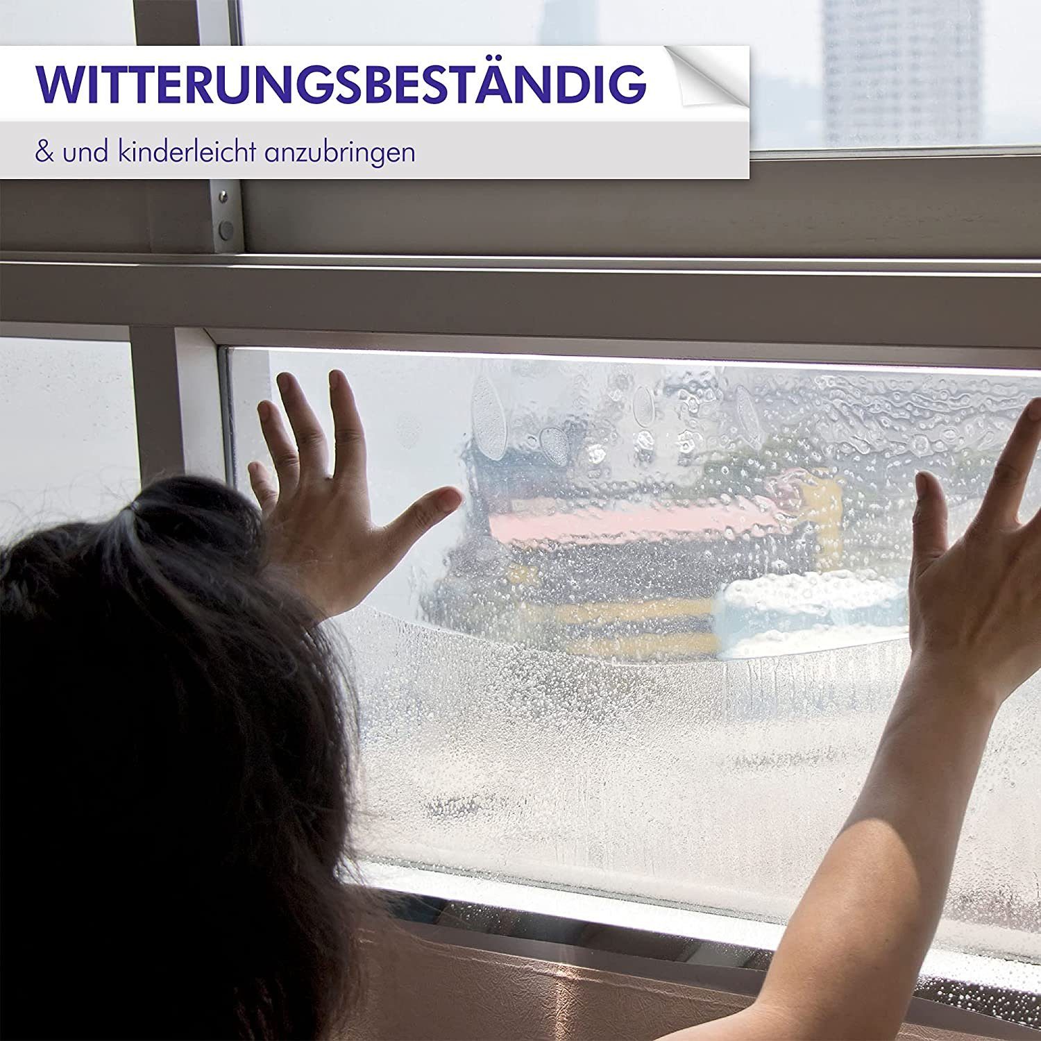 INDIGOS UG Fensterbild Dynamische Streifen G96 - Höhe 50 cm Glasdekorfolie silber satiniert