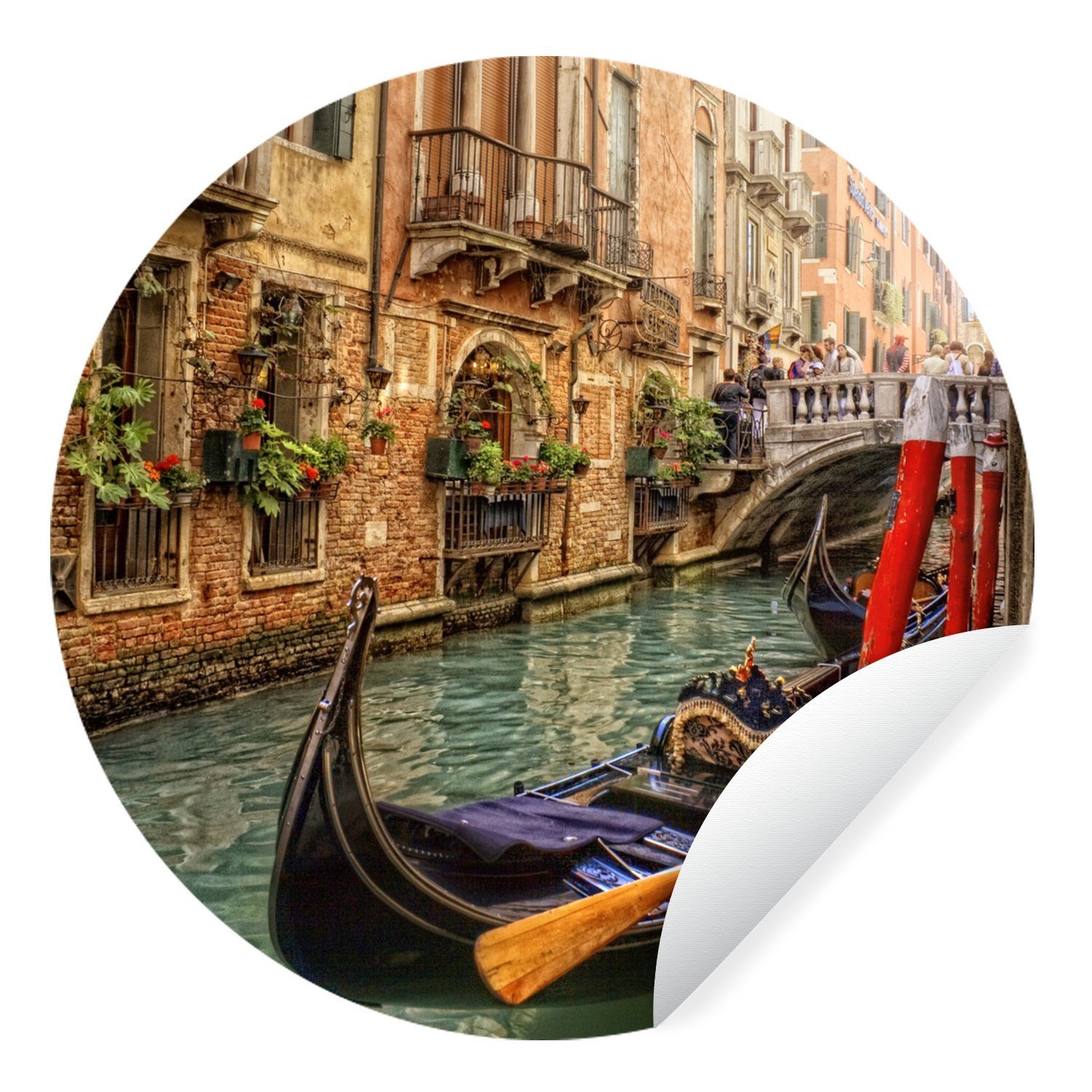 MuchoWow Wandsticker Venedig-Kanal (1 St), Tapetenkreis für Kinderzimmer, Tapetenaufkleber, Rund, Wohnzimmer