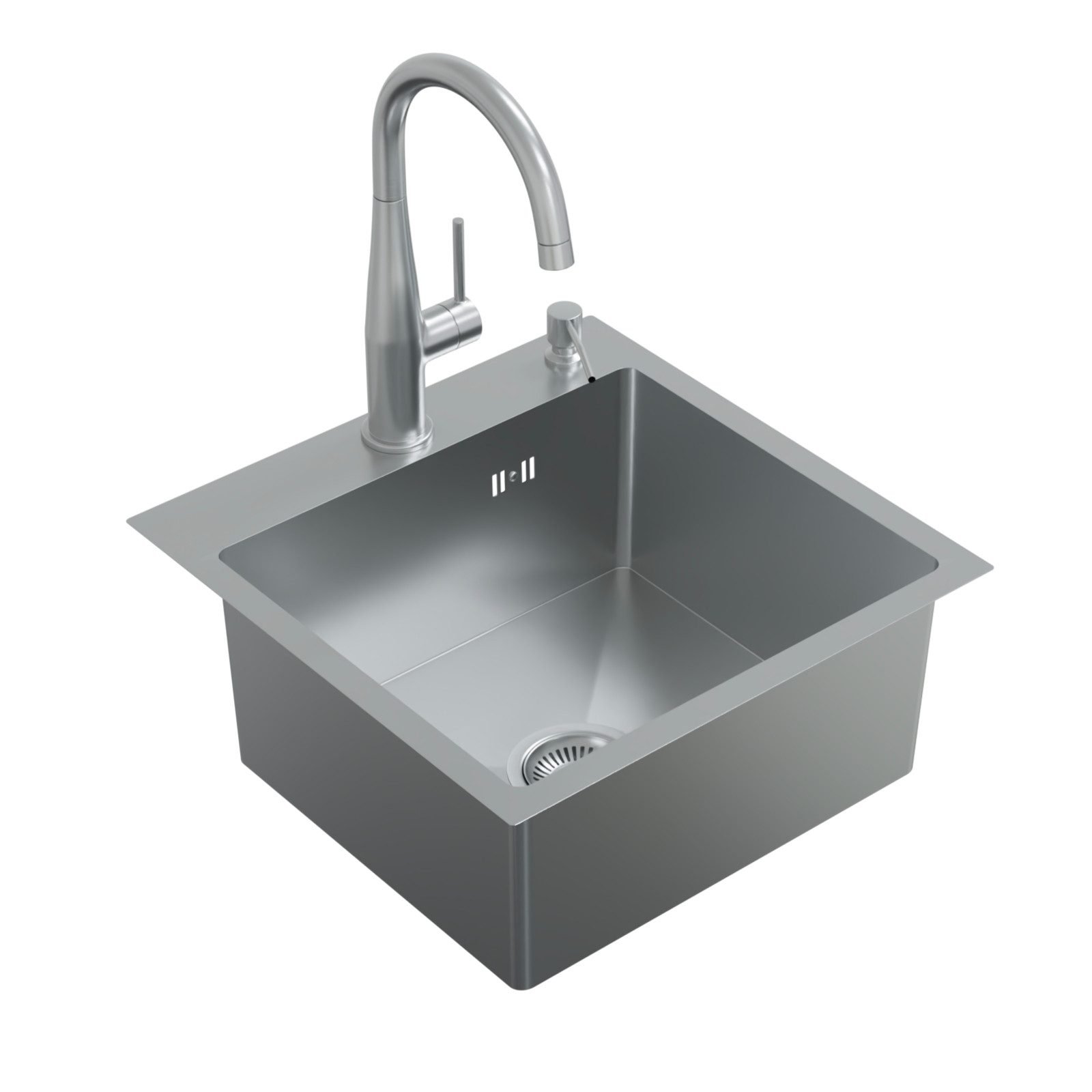 HAGO Edelstahlspüle Einbauspüle Edelstahl Küchenspüle Spülbecken Eckig Ablaufgarnitur Set, Rechteckig, 45/45 cm, (1 St), Schallschutzmatten – Bild 3 von 5