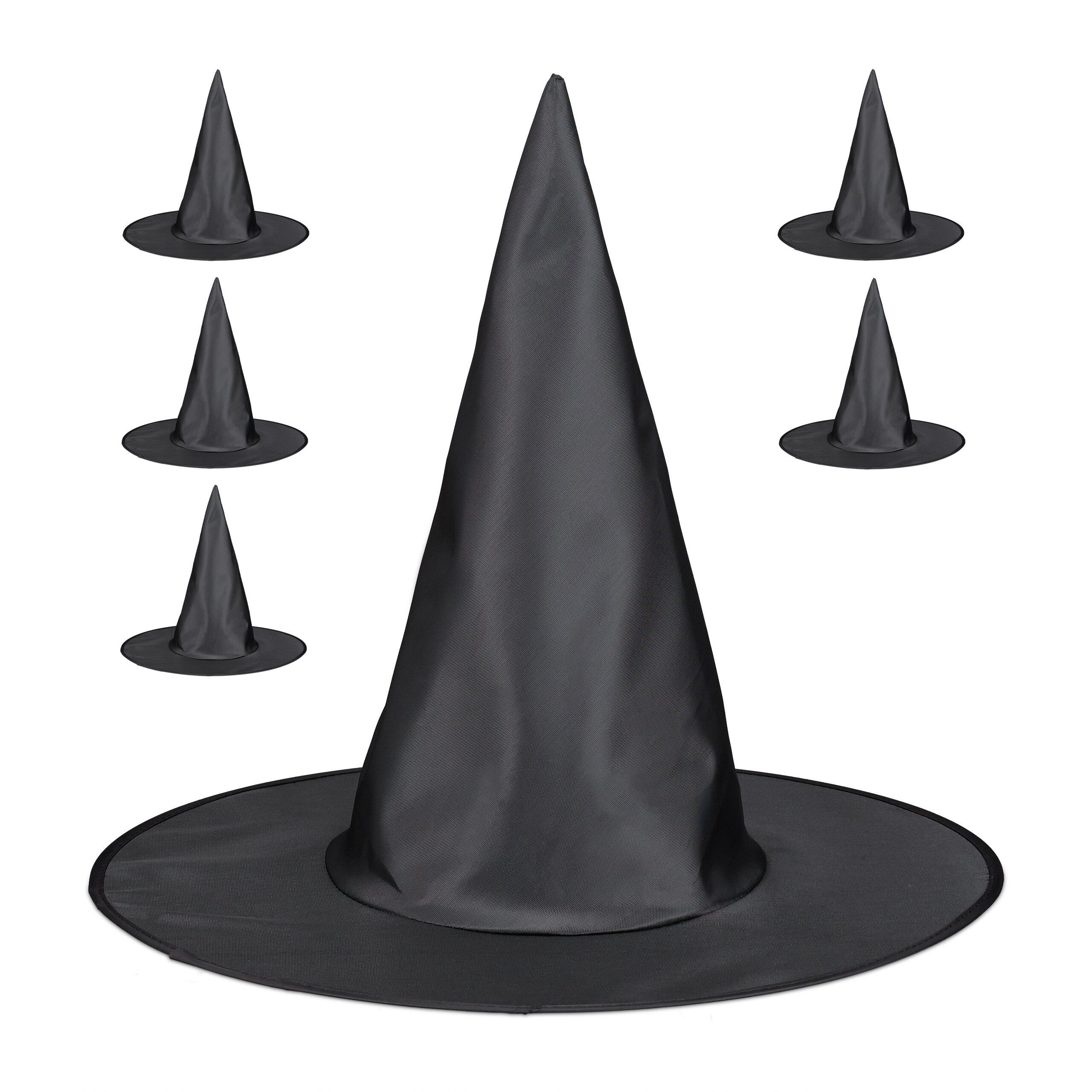 Hexen-Kostüm Hexenhut 6er Set in Schwarz