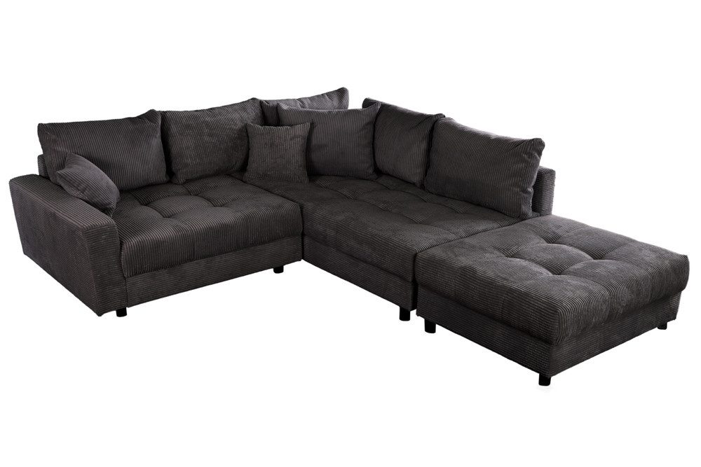 riess-ambiente Ecksofa KENT 220cm dunkelgrau - inklusive Hocker, Set 1 Teil günstig online kaufen