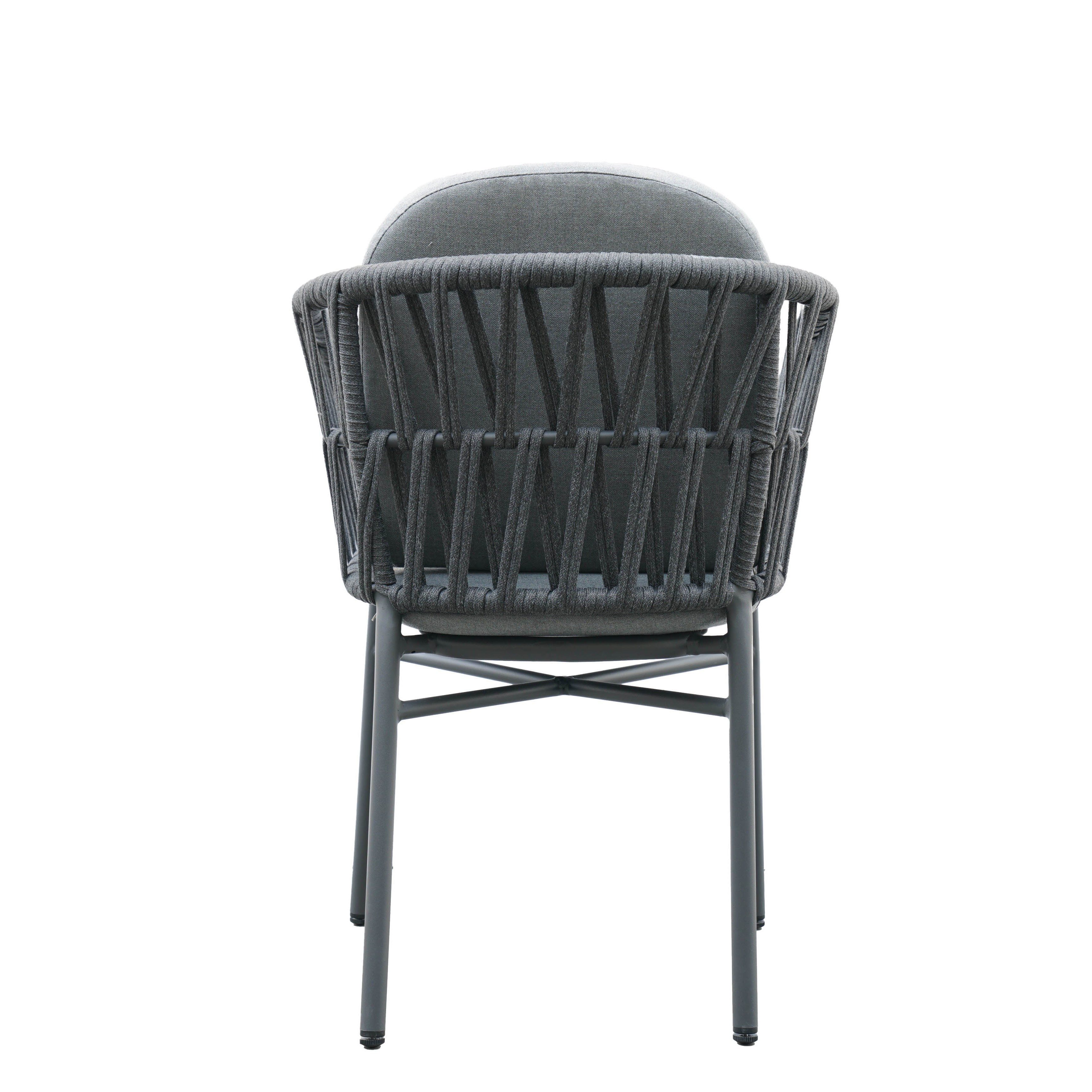 Destiny Garten-Essgruppe COMO ARONA, (4x Sessel, 1x Tisch), 4x stapelb. Sessel +Polster, 1x Tisch ausziehb. 120/170cm, 145/199 cm