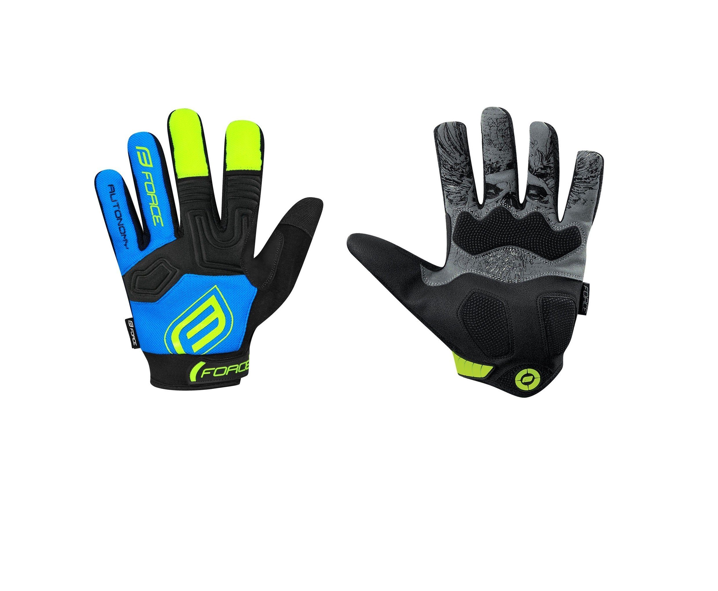 Fahrradhandschuhe Handschuhe FORCE KID MTB AUTONOMY schwarz-blau +15 °C und darüber