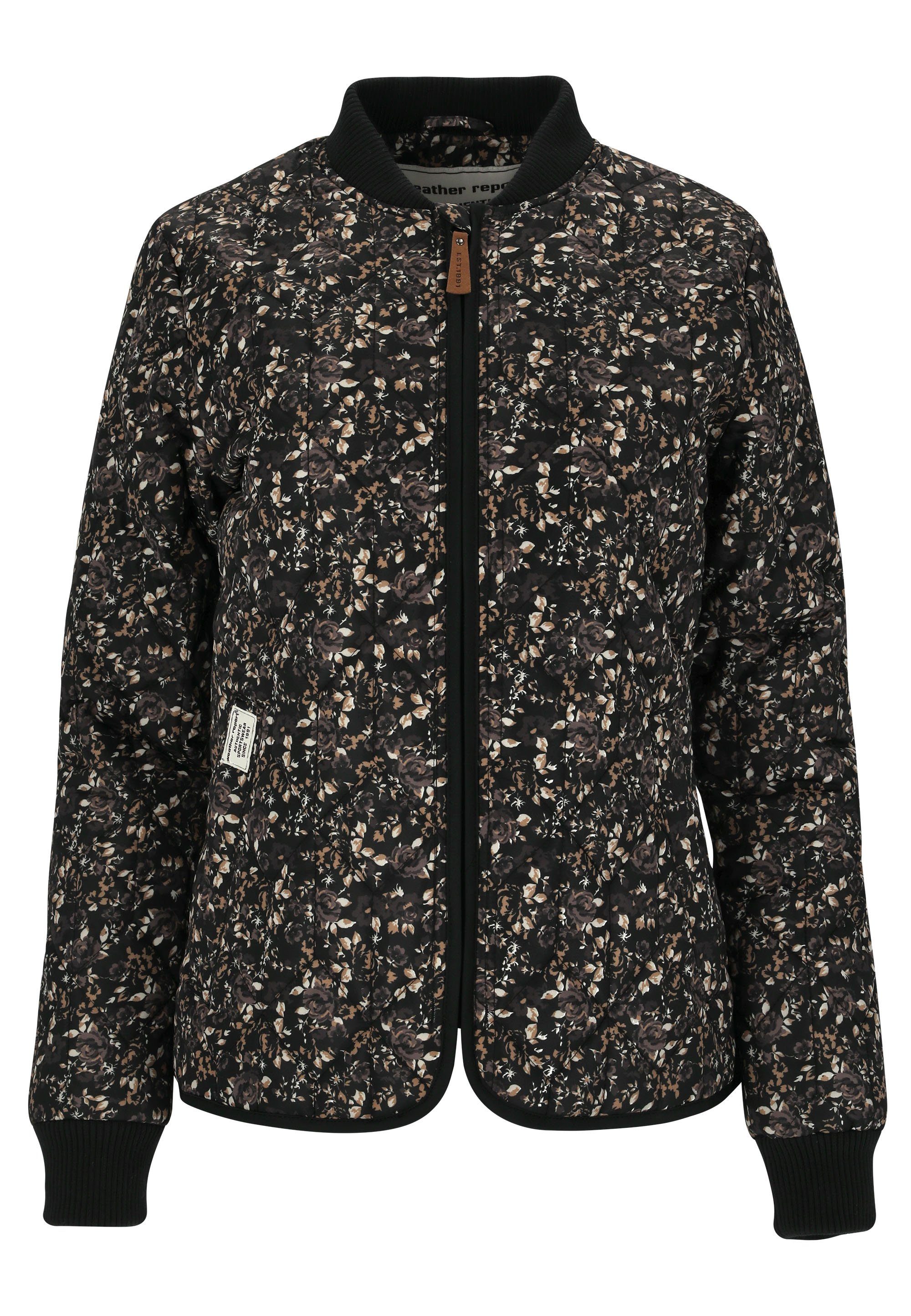 REPORT schwarz Floral WEATHER Allover-Muster Outdoorjacke floralem mit