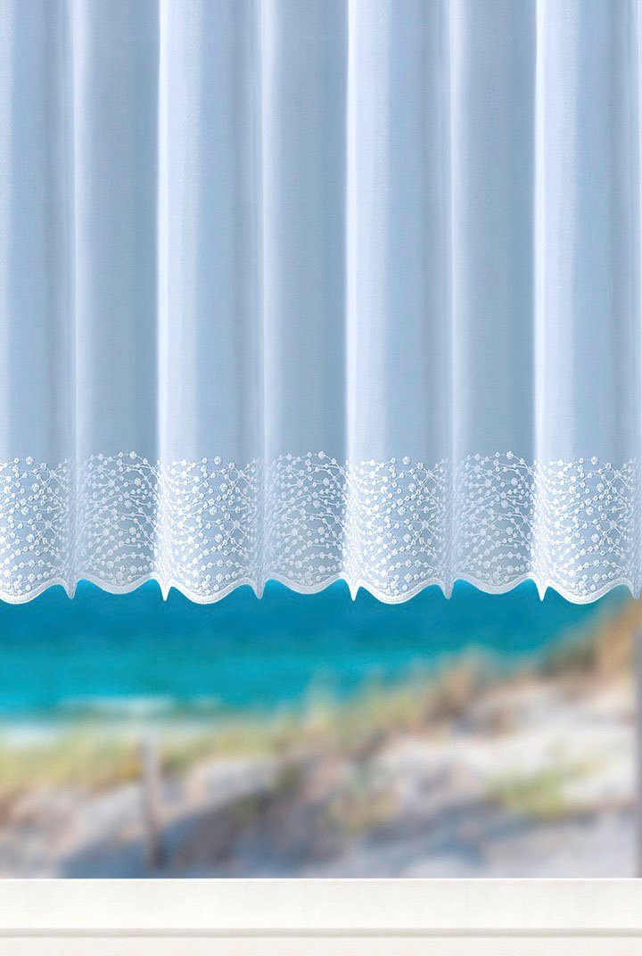 Weckbrodt Gardine Duisburg (1 St), Kräuselband, transparent, Voile, echte Stickerei, Voile, transparent, Bordüre, Kante, gebogt, Store