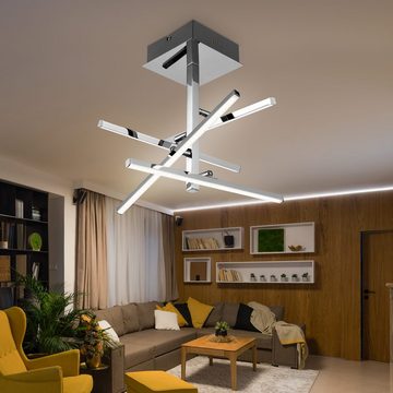 etc-shop LED Deckenleuchte, LED-Leuchtmittel fest verbaut, Warmweiß, Deckenleuchte Deckenlampe Wohnzimmer chrom in quadratischem Design mit