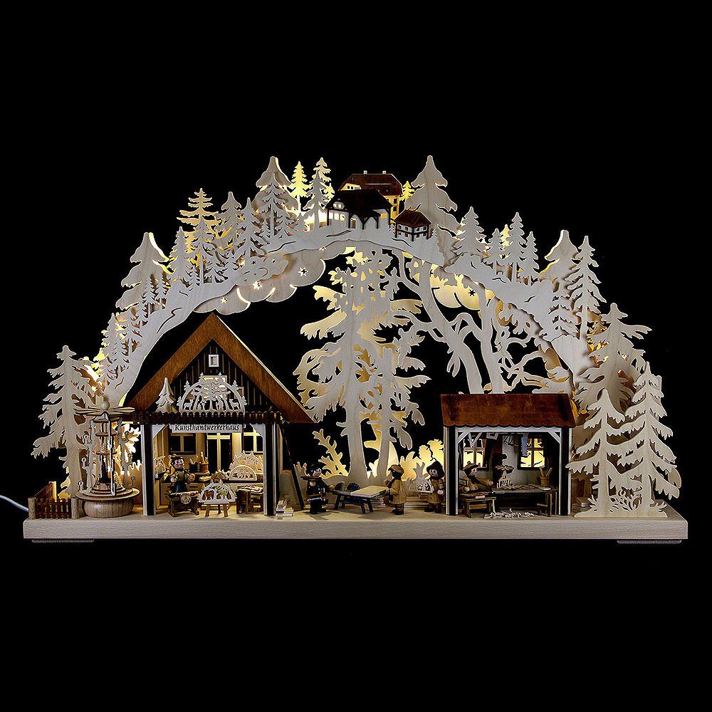 RATAGS Kunsthandwerk Schwibbogen 3D-Doppelschwibbogen Kunsthandwerkerhaus (72x43cm) von RATAGS Holzdesi