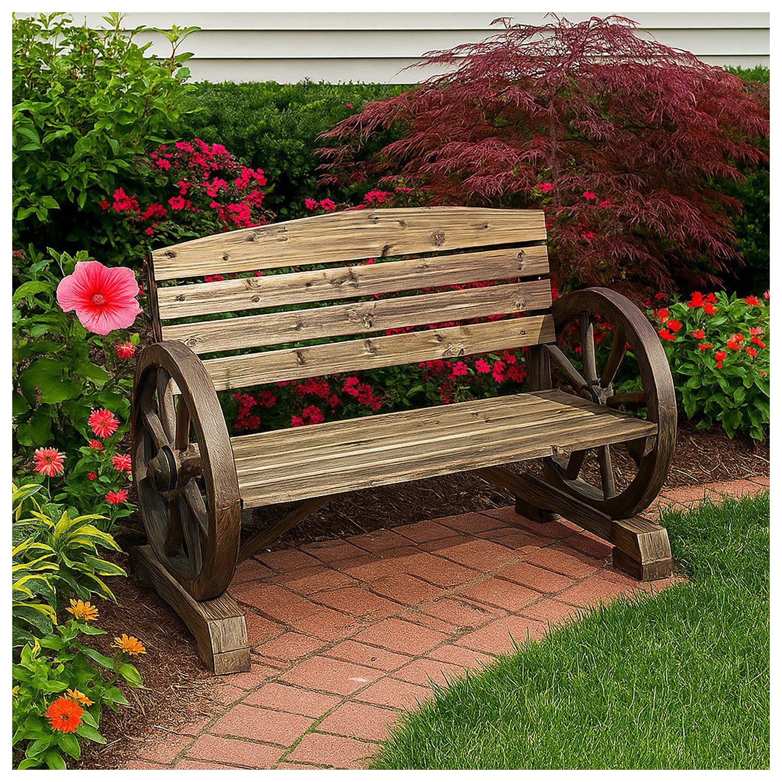 HTI-Living Gartenbank Gartenbank mit Wagenrädern als Armstütze (Stück, 1-St günstig online kaufen