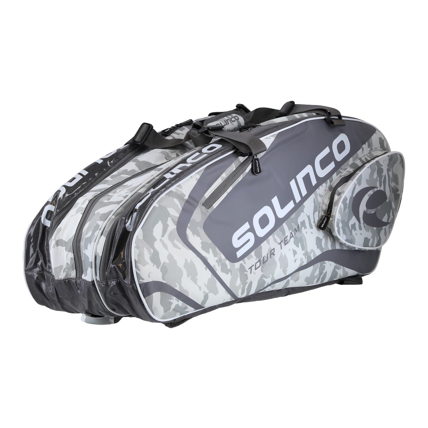 Solinco Sporttasche Racketbag Tour Team Camo (Schlägertasche, 3 Hauptfächer, Thermofach)