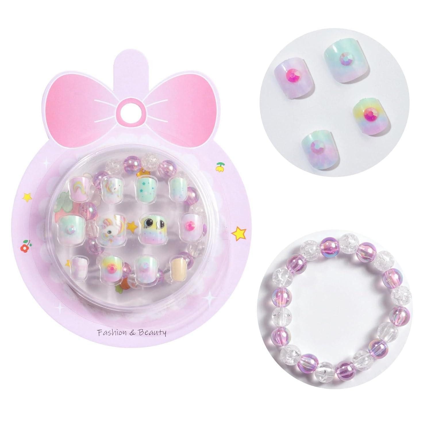 LuxusKollektion Kunstfingernägel Falsche Nägel Kinder Nagelkleber 3D Muster Rosa 1 ml (1er Pack)