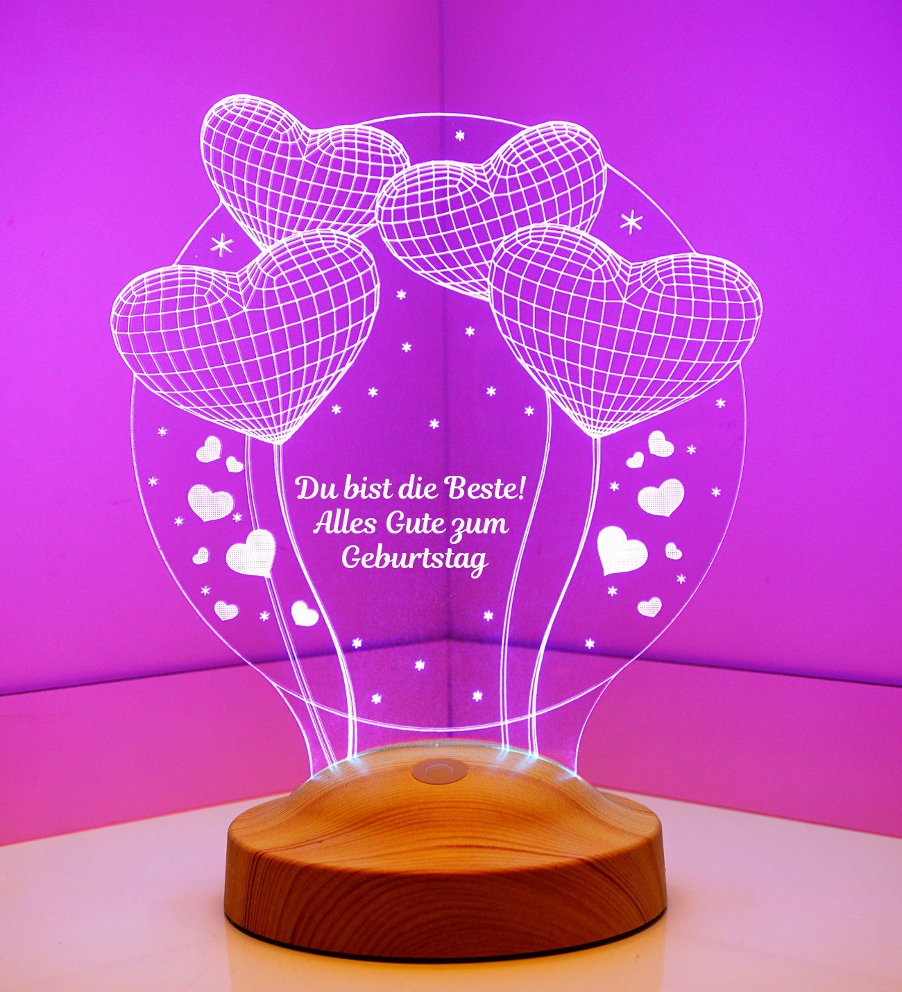 Geschenkelampe LED Nachttischlampe Ballon Herzen 3D günstig online kaufen