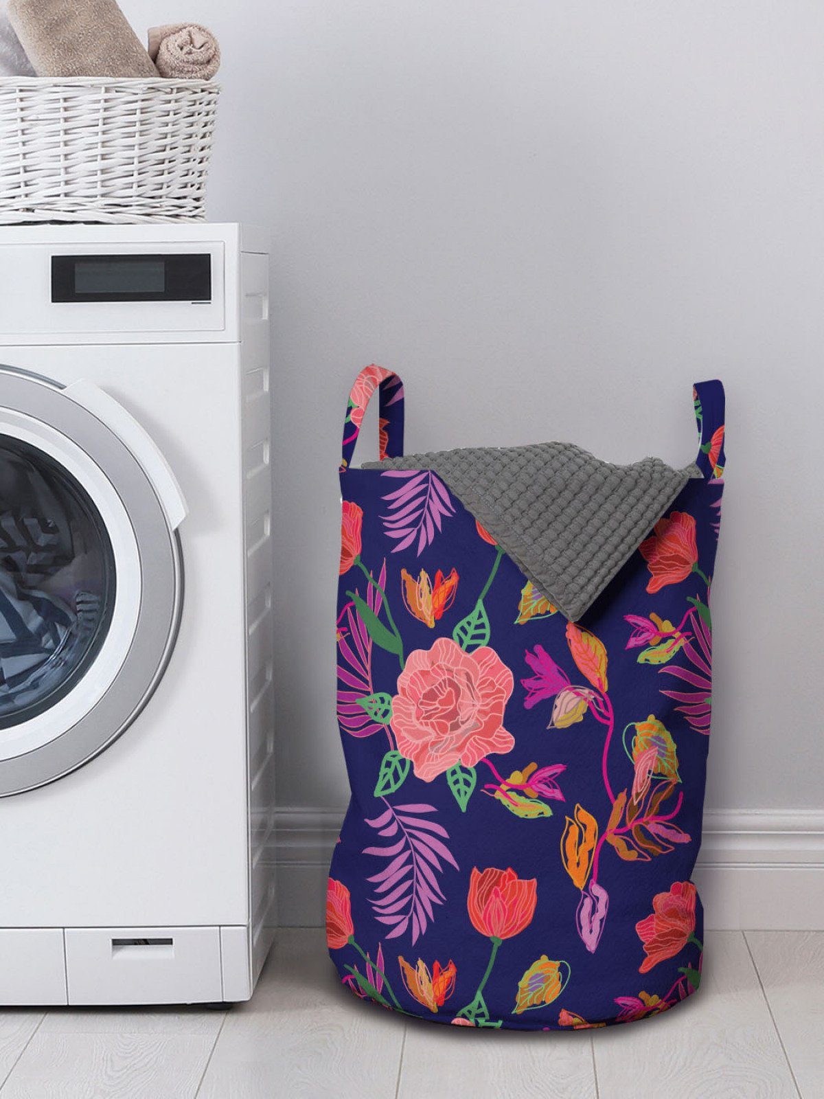 mit Kordelzugverschluss Wäschesäckchen Waschsalons, Wäschekorb Exotisch Abakuhaus für Floral Griffen Rose Palmatia
