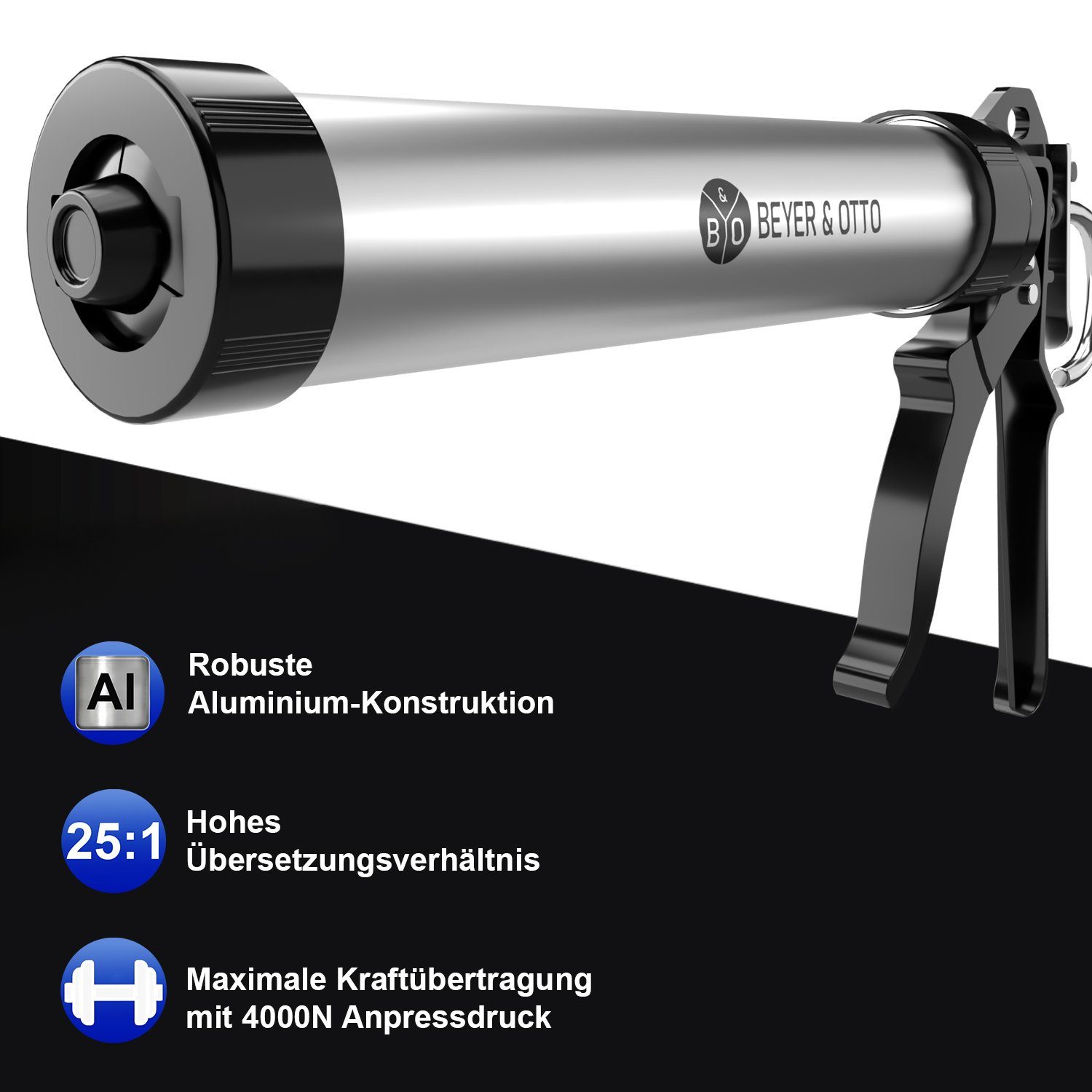 Aluminium für Beyer& ml Schlauchspitze Kartuschenpresse, Beyer&Otto inkl. Beutel, Kartuschenpistole 400