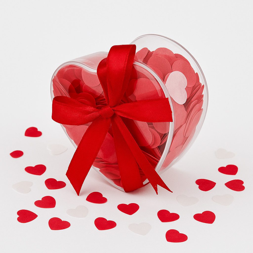 What the Shop Bath Additive Bath Confetti Hearts 20g in Heart-Shaped Box with Ribbon Valentine's Day Gift, Romantic Moments of Well-being in Heart Shape