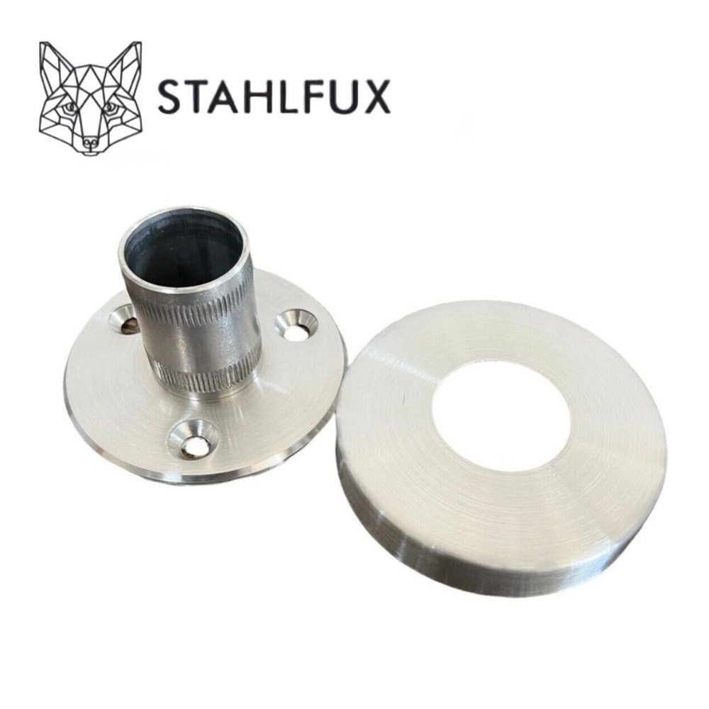StahlFux Bodenanker Bodenhalter Edelstahlanker Bodenanker, für Handläufe, Werbeständer, Pfostenlösungen, Bodenmontage, (Spar-Set, 1-St., Ø 42,4 mm und 2 mm Wandstärke), Perfekt geeignet für Handläufe, Werbeständer, Pfostenlösungen u.v.m.