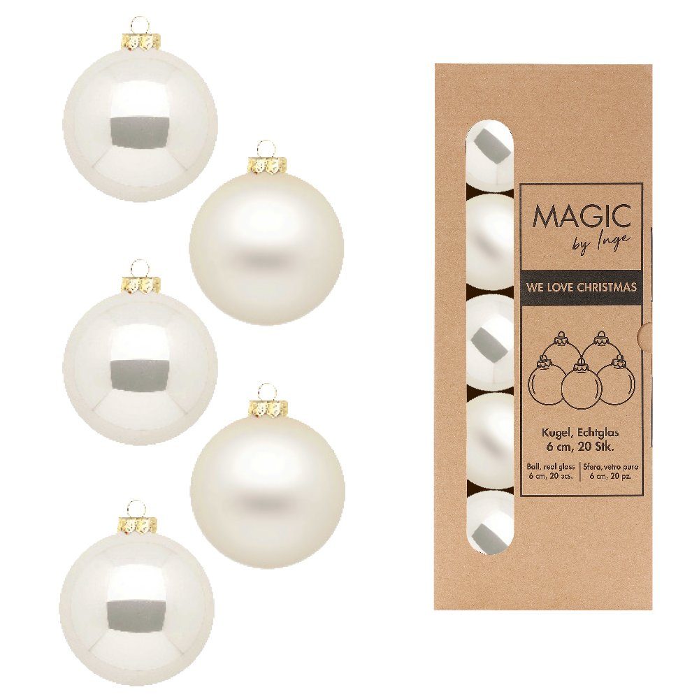 MAGIC by Inge Weihnachtsbaumkugel, Weihnachtskugeln Glas 6cm 20 Stück - Champagner