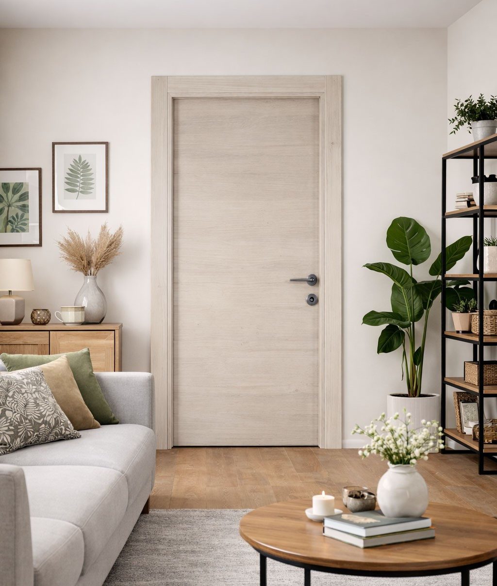Xlmoebel Zimmertür Beige MDF-Zimmertür im modernen, minimalistischen Stil, Made in Europa