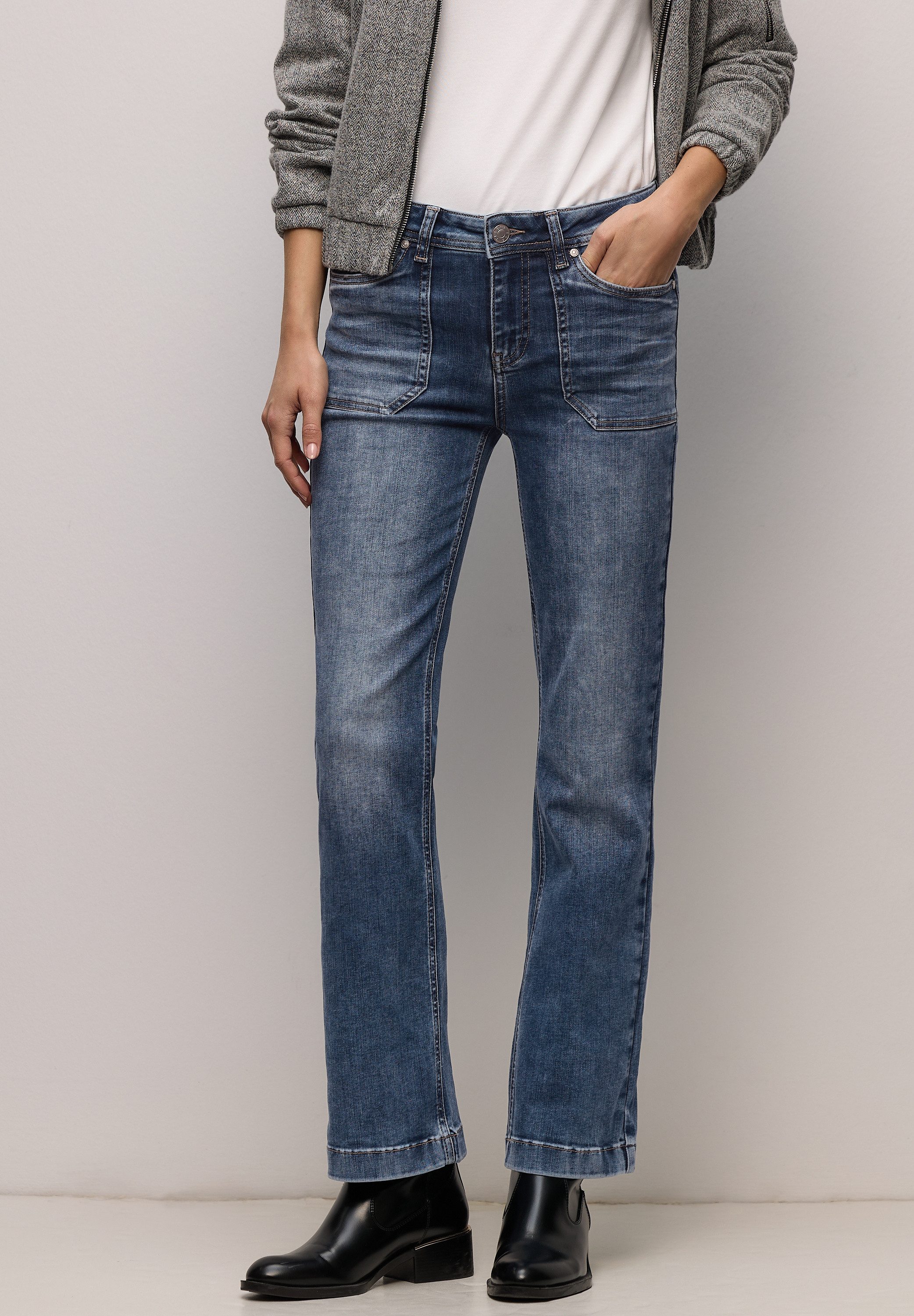 STREET ONE Bootcut-Jeans High Waist, Slim Fit günstig online kaufen