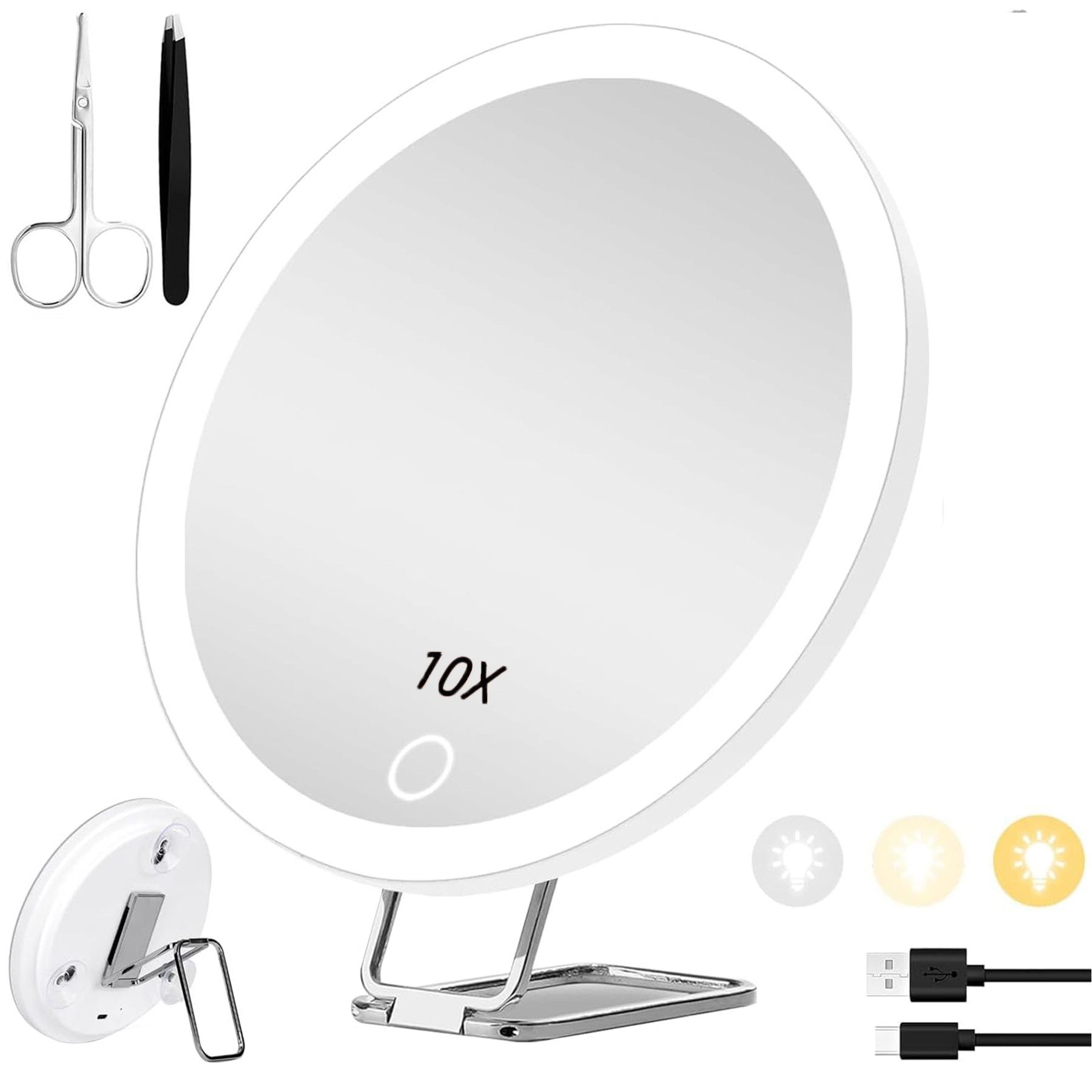 Senmudi Kosmetikspiegel Kosmetikspiegel Vergrößerungsspiegel mit Licht 3 Fa günstig online kaufen
