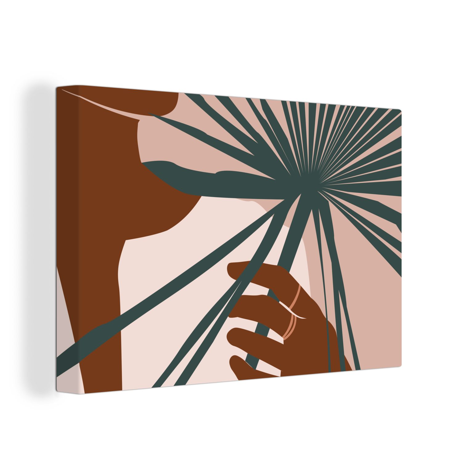 - 30x20 Abstrakt, Pflanze OneMillionCanvasses® (1 Wandbild Leinwandbild Aufhängefertig, Wanddeko, - Tropisch Leinwandbilder, St), cm