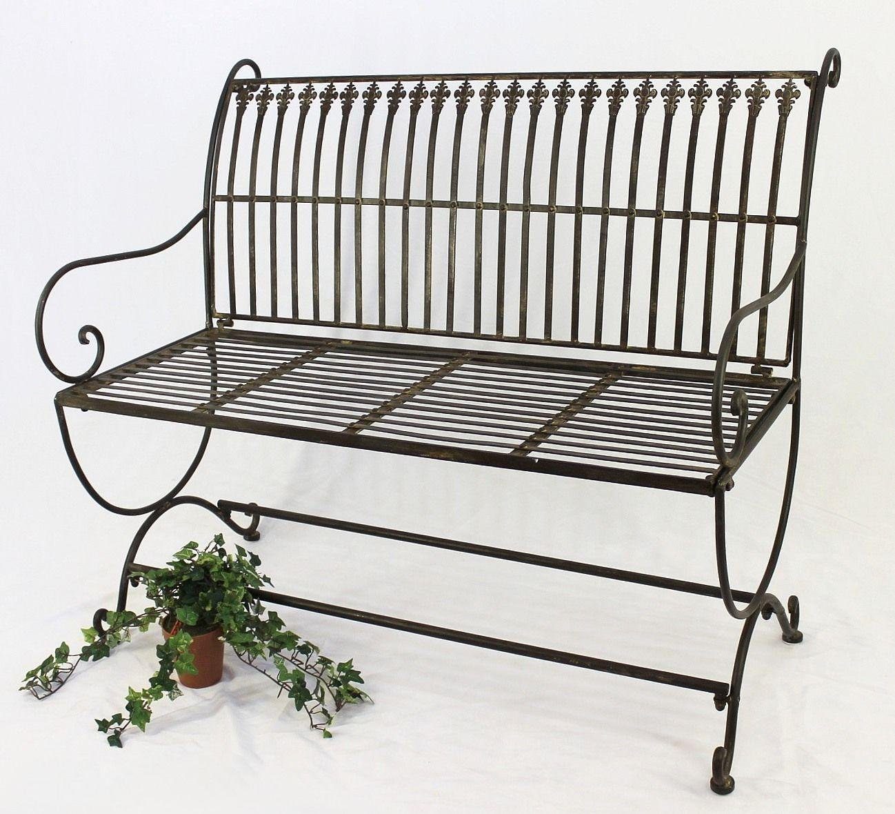 DanDiBo Gartenbank Finca 3-Sitzer Aus Metall – 153 Cm Breit, Braun Lackiert, Stabil Und Wetterfest Für Terrasse & Garten