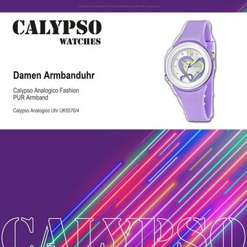 CALYPSO WATCHES Quarzuhr Calypso Damen Uhr K5576/4 Kunststoffband, (Analoguhr), Damen Armbanduhr rund, PURarmband flieder, lila, Fashion