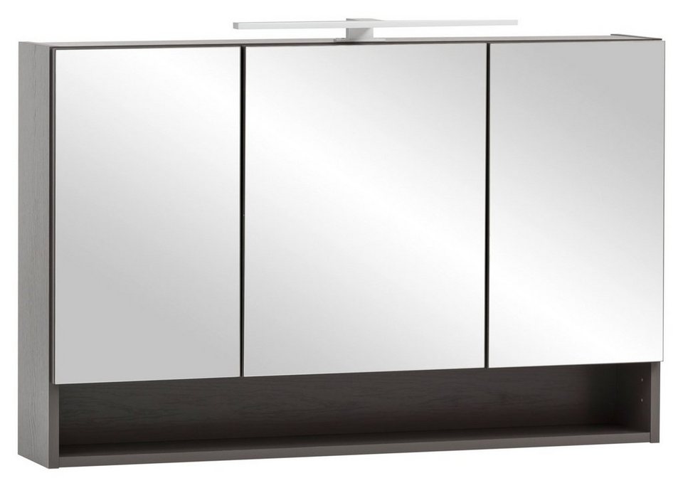 HELD MÖBEL Spiegelschrank MULTI, B 100 cm, Graphit Dekor, mit LED -Aufsatzleuchte
