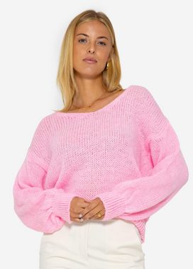 SASSYCLASSY Strickpullover Lässiger Pullover mit V-Ausschnitt Oversize Pullover aus weichem Grobstrick - Made in Italy