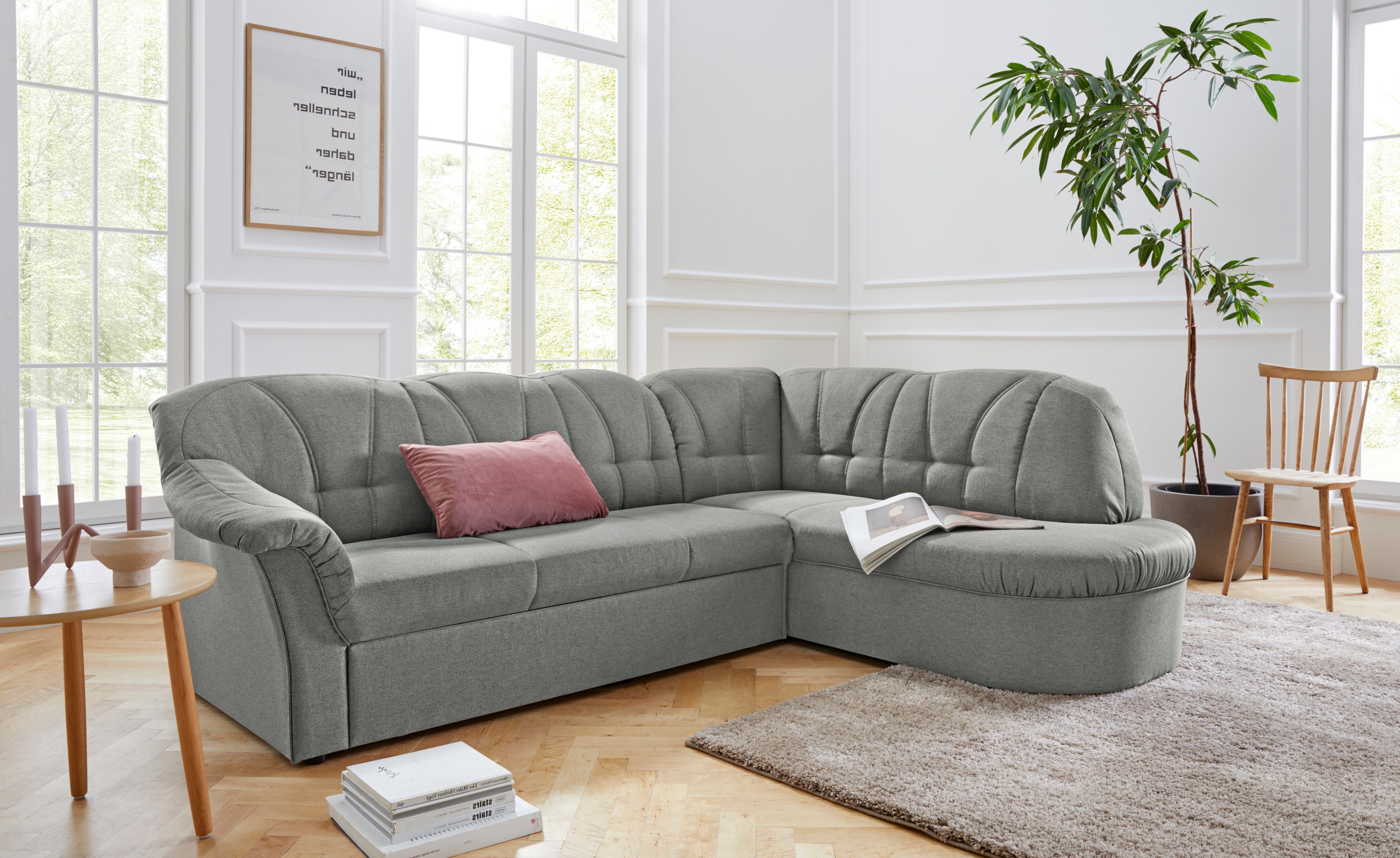DOMO collection Ecksofa "Pegnitz, elegante Rückensteppung, kompakte Stellma günstig online kaufen