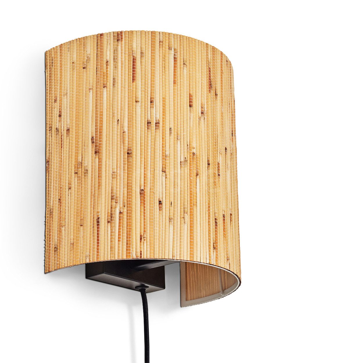 hofstein Wandleuchte Wandlampe aus Metall/Bambus in Schwarz/Natur, ohne Leu günstig online kaufen