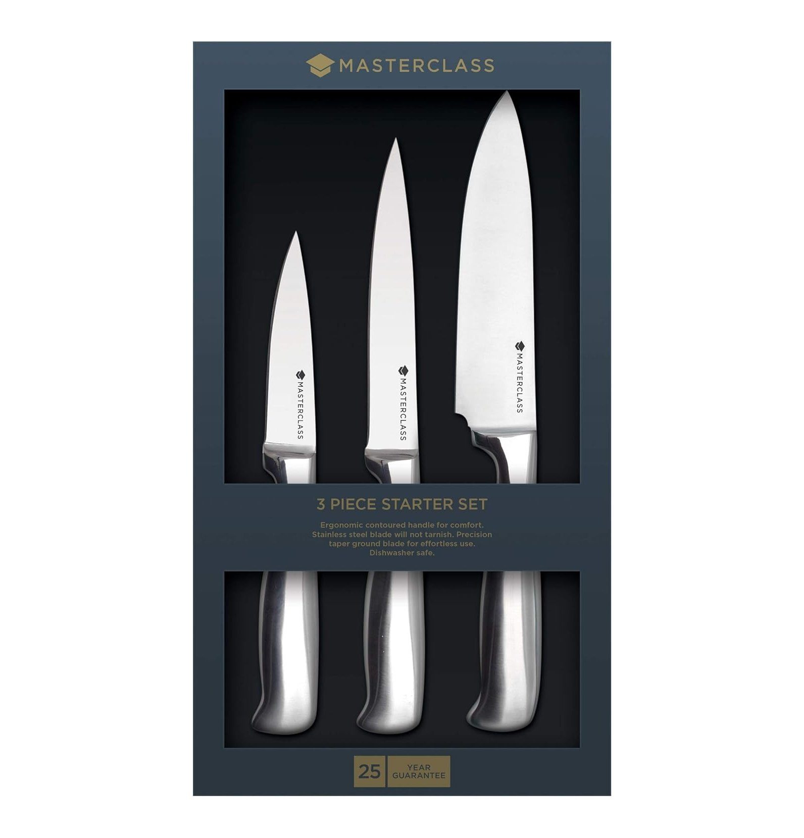 MasterClass Messer-Set Küchenmesser Kochmesser Set 3-tlg