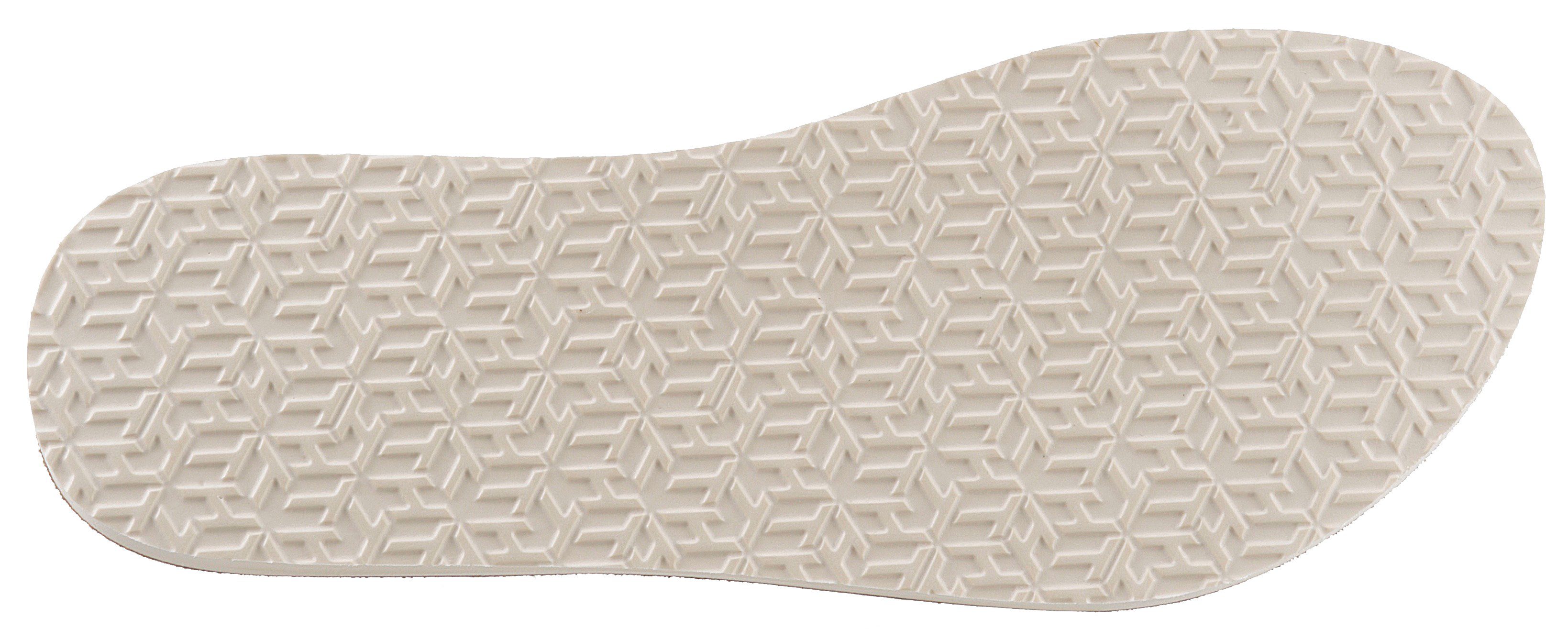 Hilfiger PRINT Bandagen ELEVATED bedruckten weiß-beige TH Zehentrenner SANDAL Tommy BEACH mit