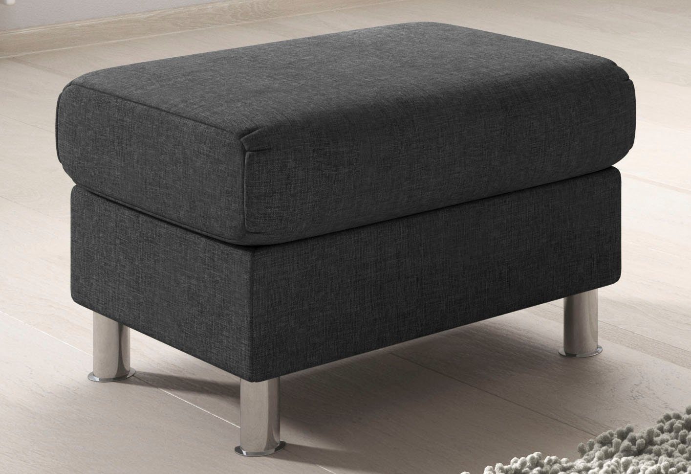 TRENDMANUFAKTUR Hocker Rondo II zeitlos und bequem, wahlweise mit komfortablem Federkern, frei im Raum stellbar