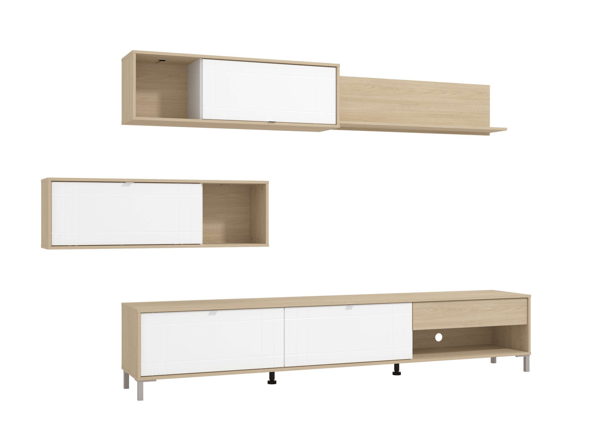 Home affaire Wohnwand Cambridge Anbauwand, Wohnkombination, Wohnzimmer-Set, (4-St), Zwei Arten der Wandmontage. TV-Board Breite: 233,8 cm