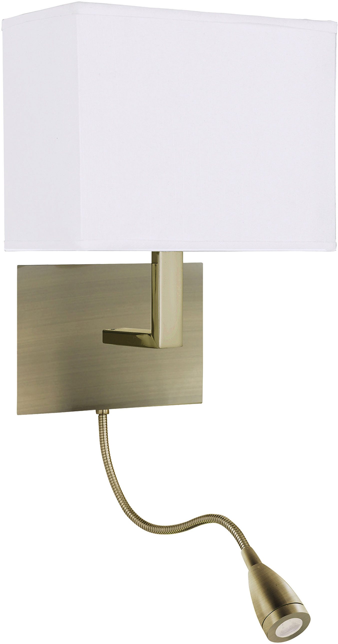 Searchlight Wandleuchte Hotelwandlampe mit LED-Leselampe - Metall und Stoffschirm, ohne Leuchtmittel