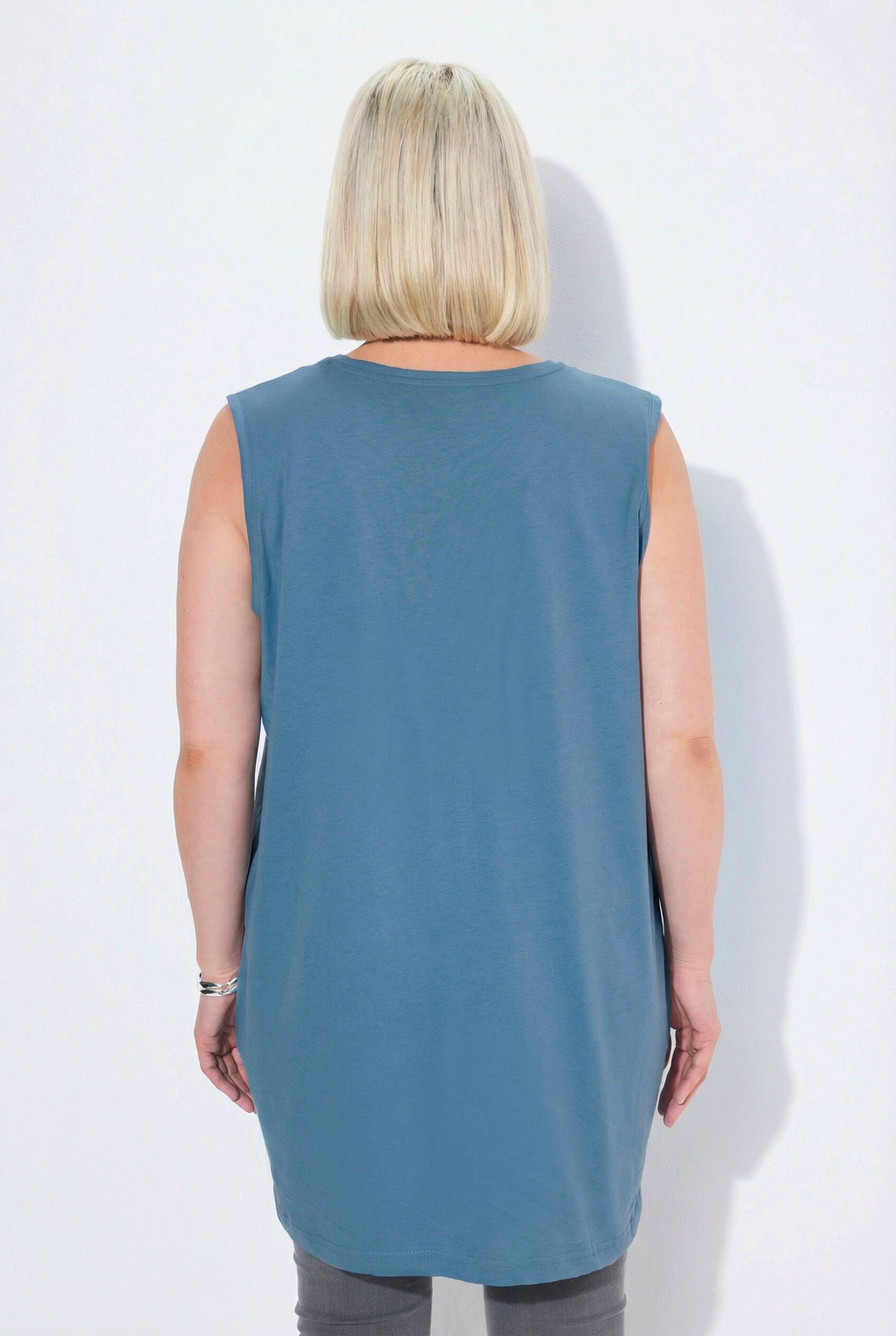 Ulla Popken Longtop Top V-Ausschnitt Relaxed ärmellos Baumwolle