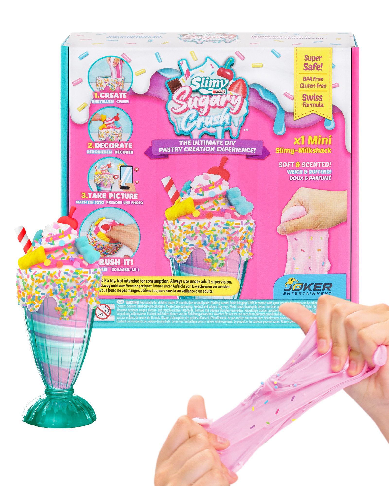 Slimy® Knetform-Set Sugary Crush Mini - Milkshack (1-tlg), Slime und Knete Kreativ-Set zum selber Mischen, Formen und Dekorieren