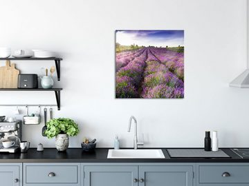 Pixxprint Glasbild Lavendelfeld Provence, Lavendelfeld Provence (1 St), Glasbild aus Echtglas, inkl. Aufhängungen und Abstandshalter