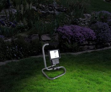 näve Gartenstrahler Baro, LED fest integriert, Kaltweiß, Außenleuchte, Strahler, Terrasse, Baustrahler, H: 32cm, LED kaltweiß