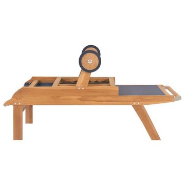 vidaXL Wellnessliege Sonnenliege Klappbar mit Rollen Teak Massivholz und Textilene Gartenli