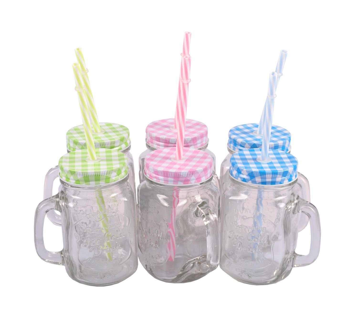 BURI Gläser-Set Henkelglas 400ml Trinkglas Trinkbecher Wasserglas Saftglas Partybecher, Glas