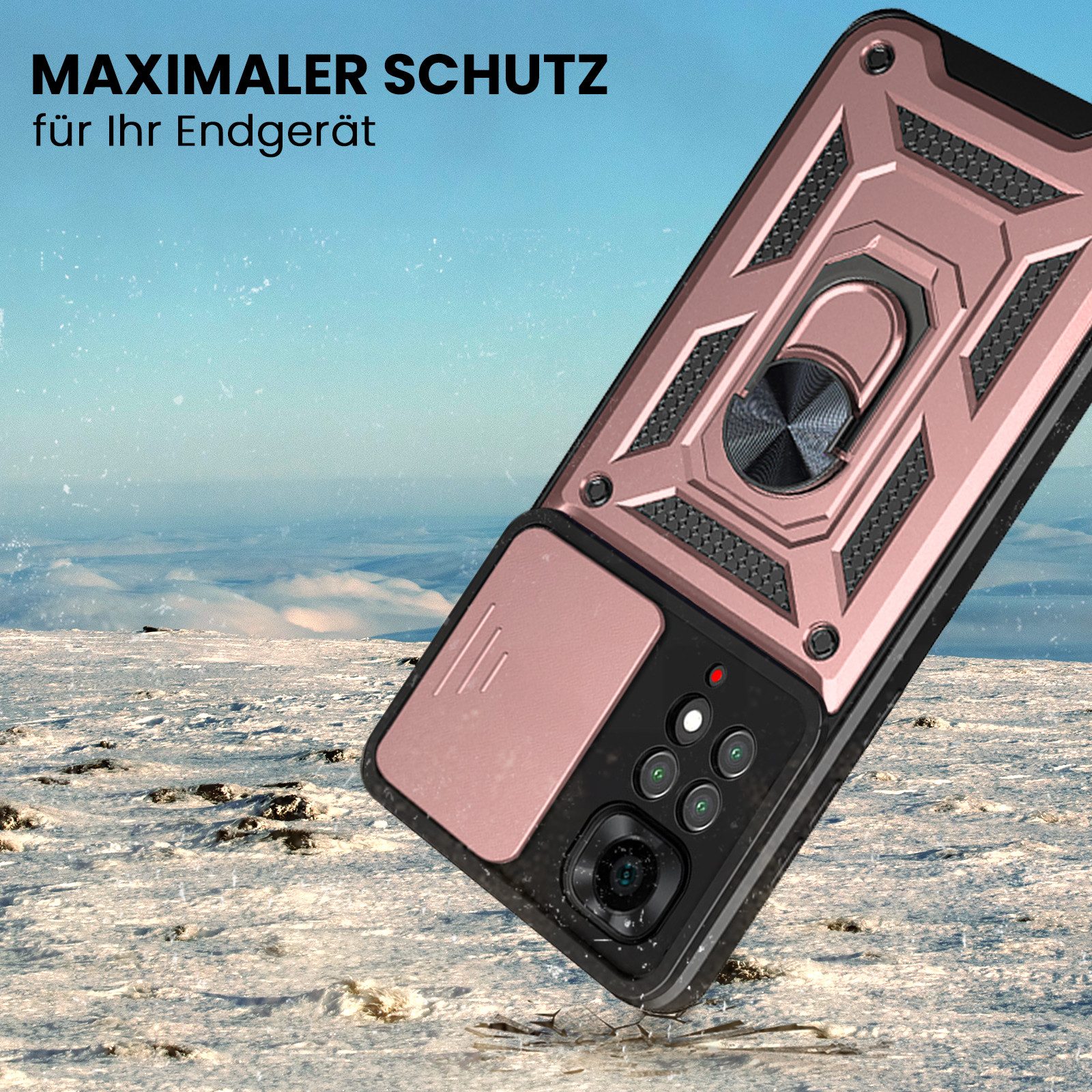 Tec-Expert Handyhülle Outdoor Cover Hülle für Xiaomi Redmi Note 11 6.43 Zoll, 6.43", Premium Hülle mit Kameraschutz aus verstärktem Polycarbonat