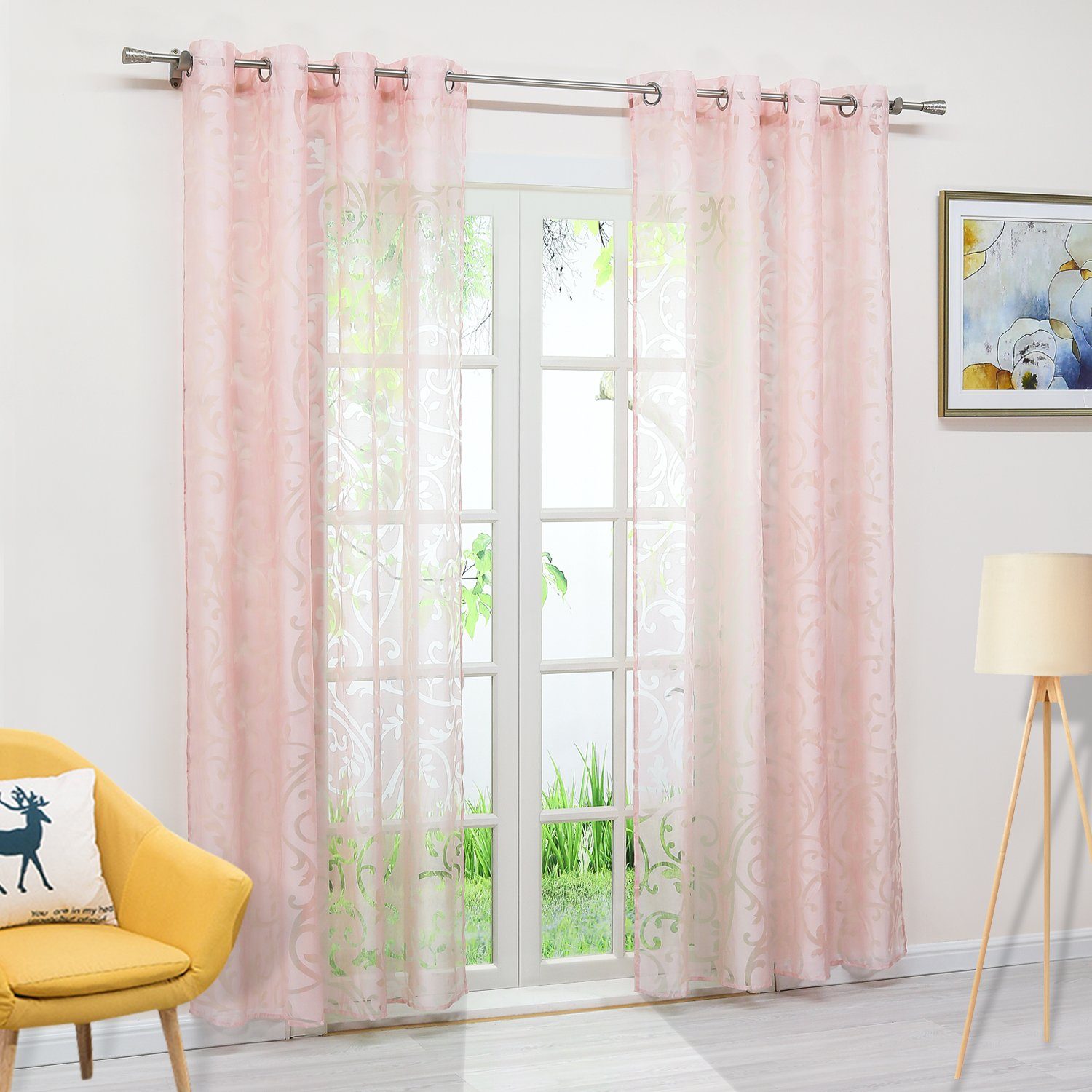 Joyswahl Gardine Jessica (1 St), Ösen, Voile Ausbrenner mit Ranken günstig online kaufen