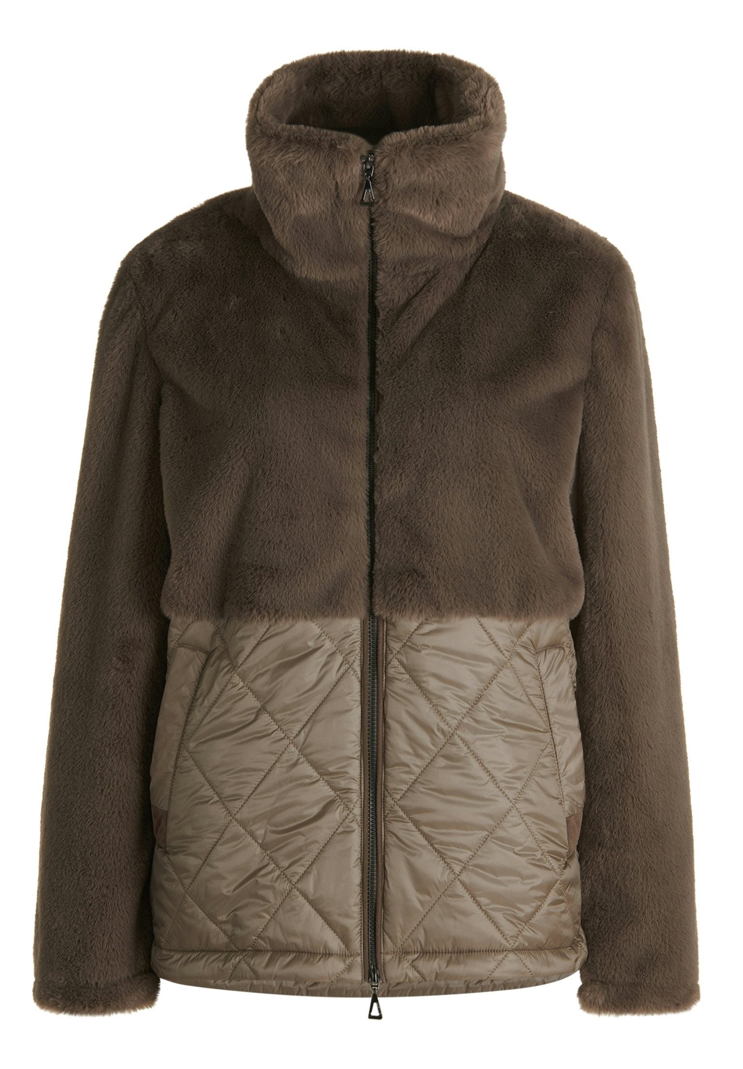 Amber & June Fellimitatjacke Jacke PlUEsch - Plüschjacke mit Stehkragen - Damen Jacke