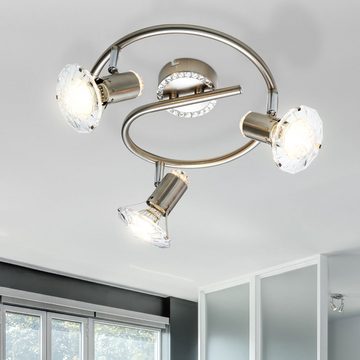 etc-shop LED Deckenleuchte, Leuchtmittel inklusive, Warmweiß, LED Deckenleuchte Wohnzimmerlampe verstellbare Spots