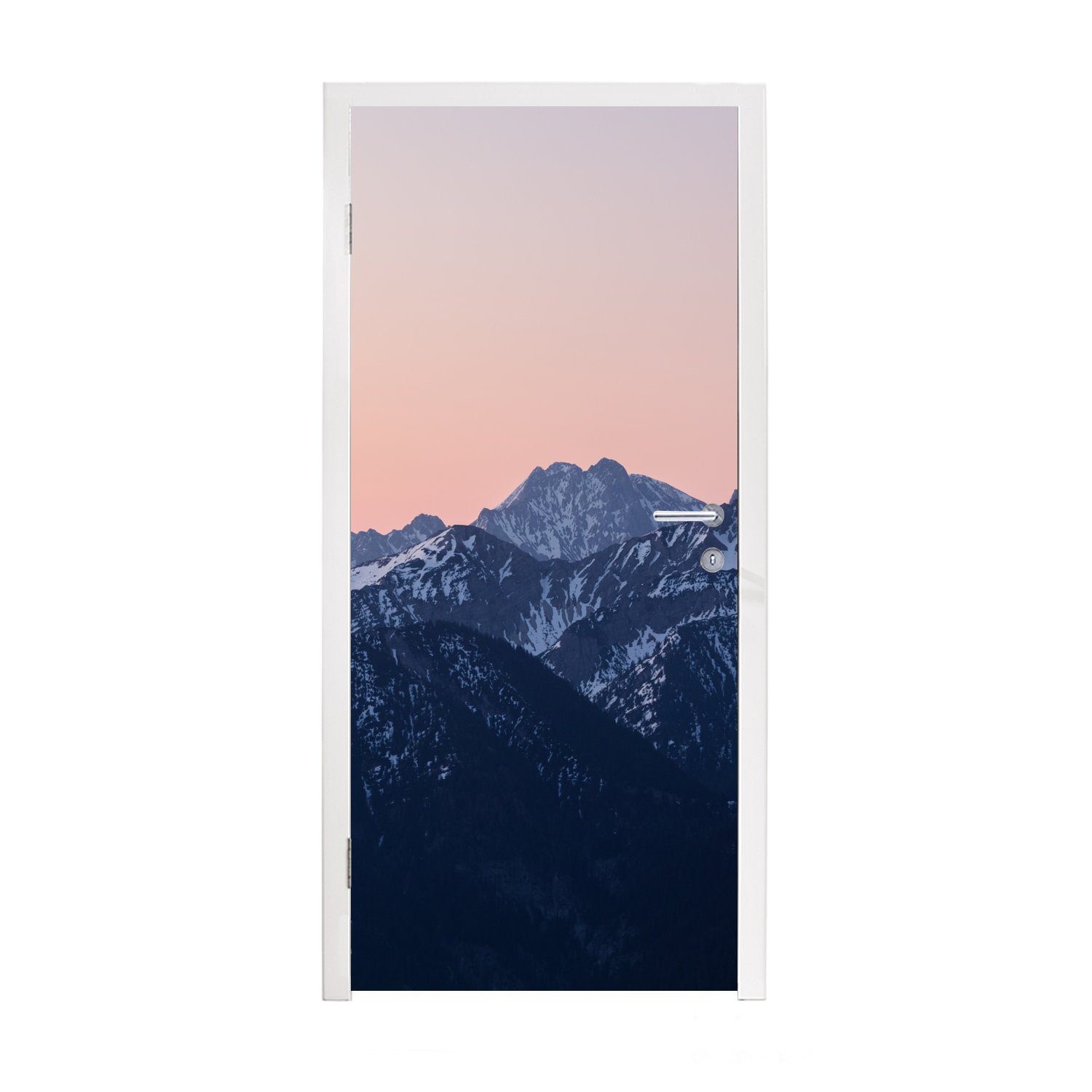 MuchoWow Türtapete Alpen - Berg - Sonnenuntergang - Schnee, Matt, bedruckt, (1 St), Fototapete für Tür, Türaufkleber, 75x205 cm