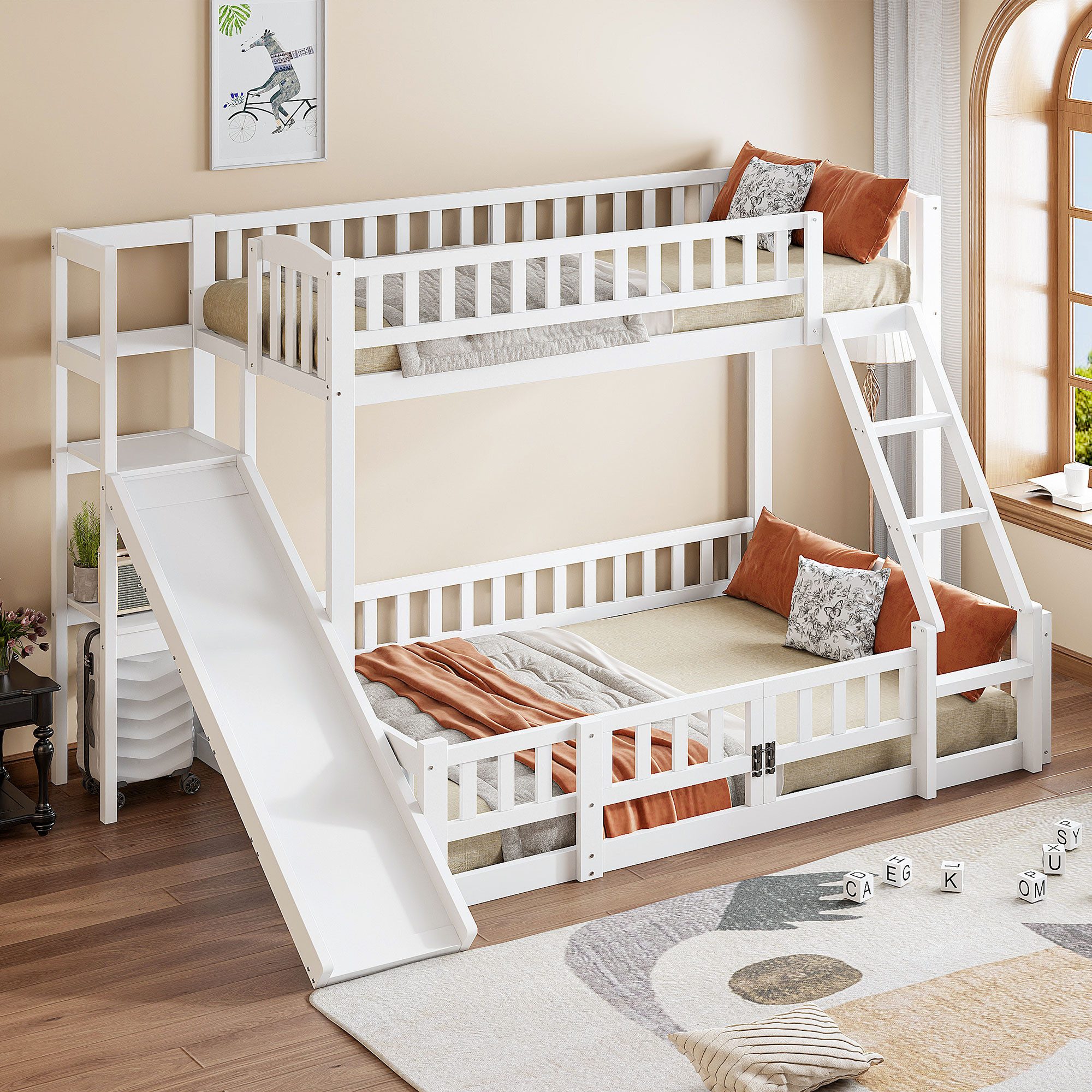 TavilaEcon Etagenbett Kinderbett Jugendbett mit Sicherheitsgeländer, Rutsch günstig online kaufen