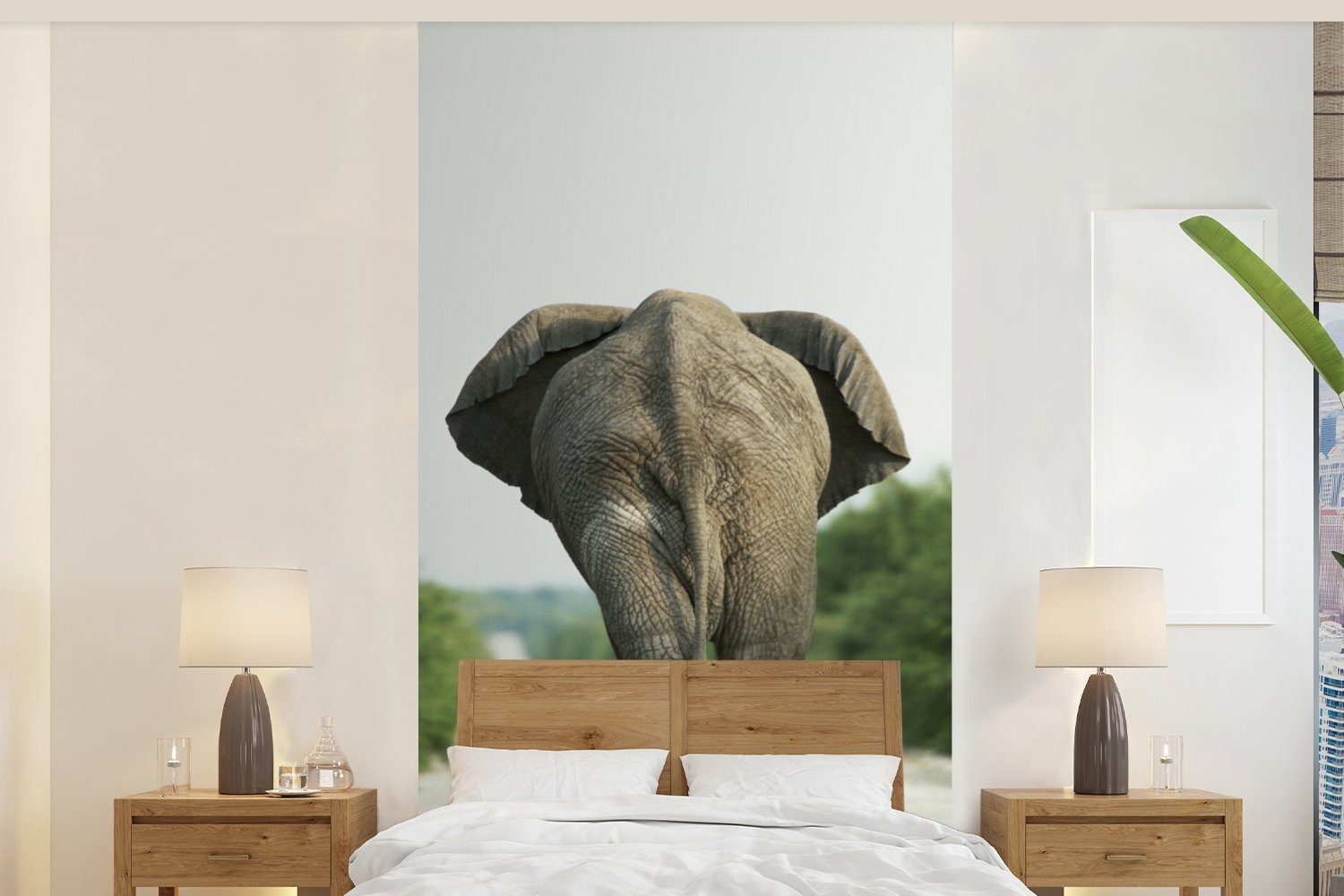 MuchoWow Fototapete Elefant - Kröte - Tiere - Natur, Matt, bedruckt, (2 St), Vliestapete für Wohnzimmer Schlafzimmer Küche, Fototapete