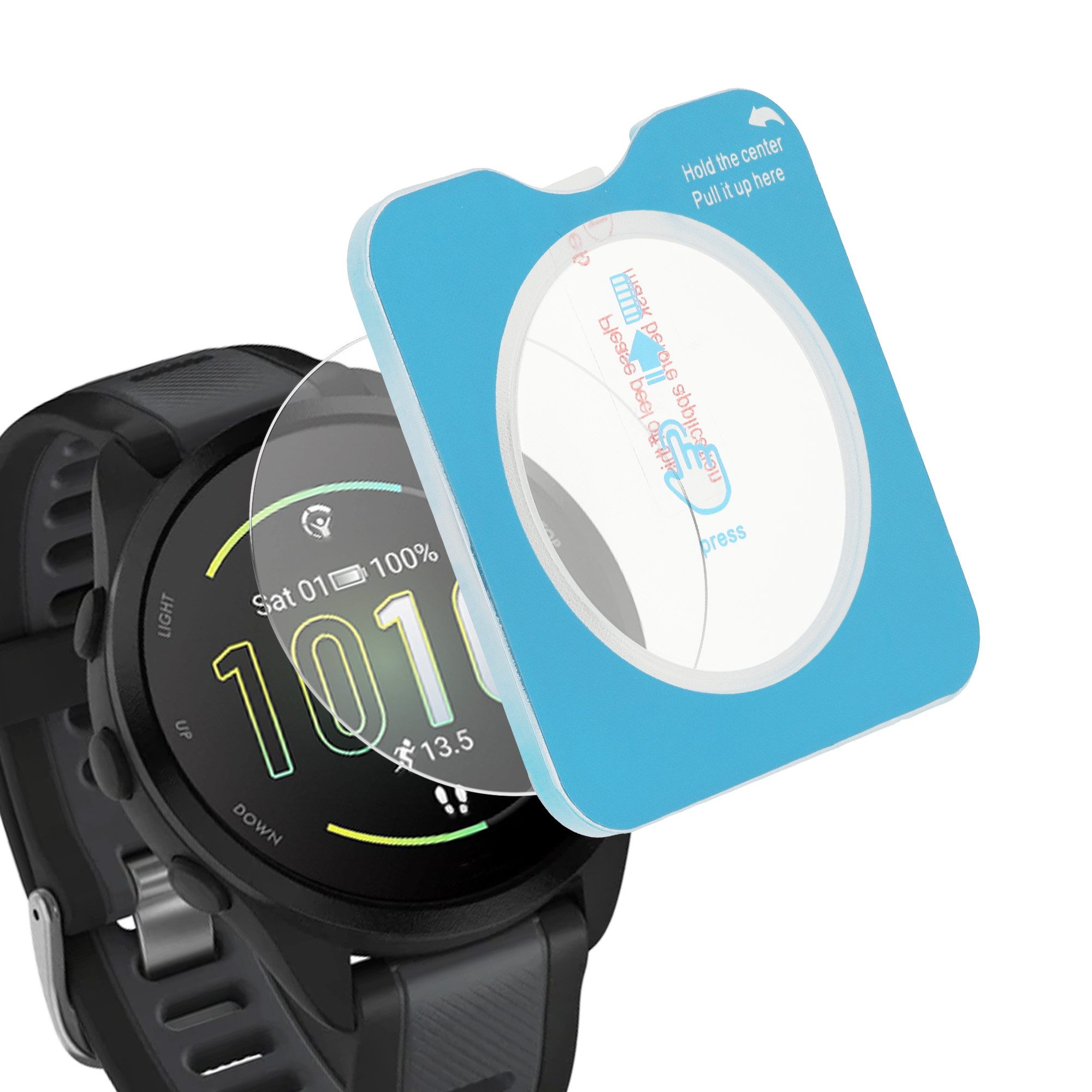 kwmobile Displayschutzfolie 2x Schutzglas für Garmin Forerunner 165 / Forerunner 165 Music Glas, 2 Stück, Smartwatch Displayschutz für Fitness Tracker Transparent