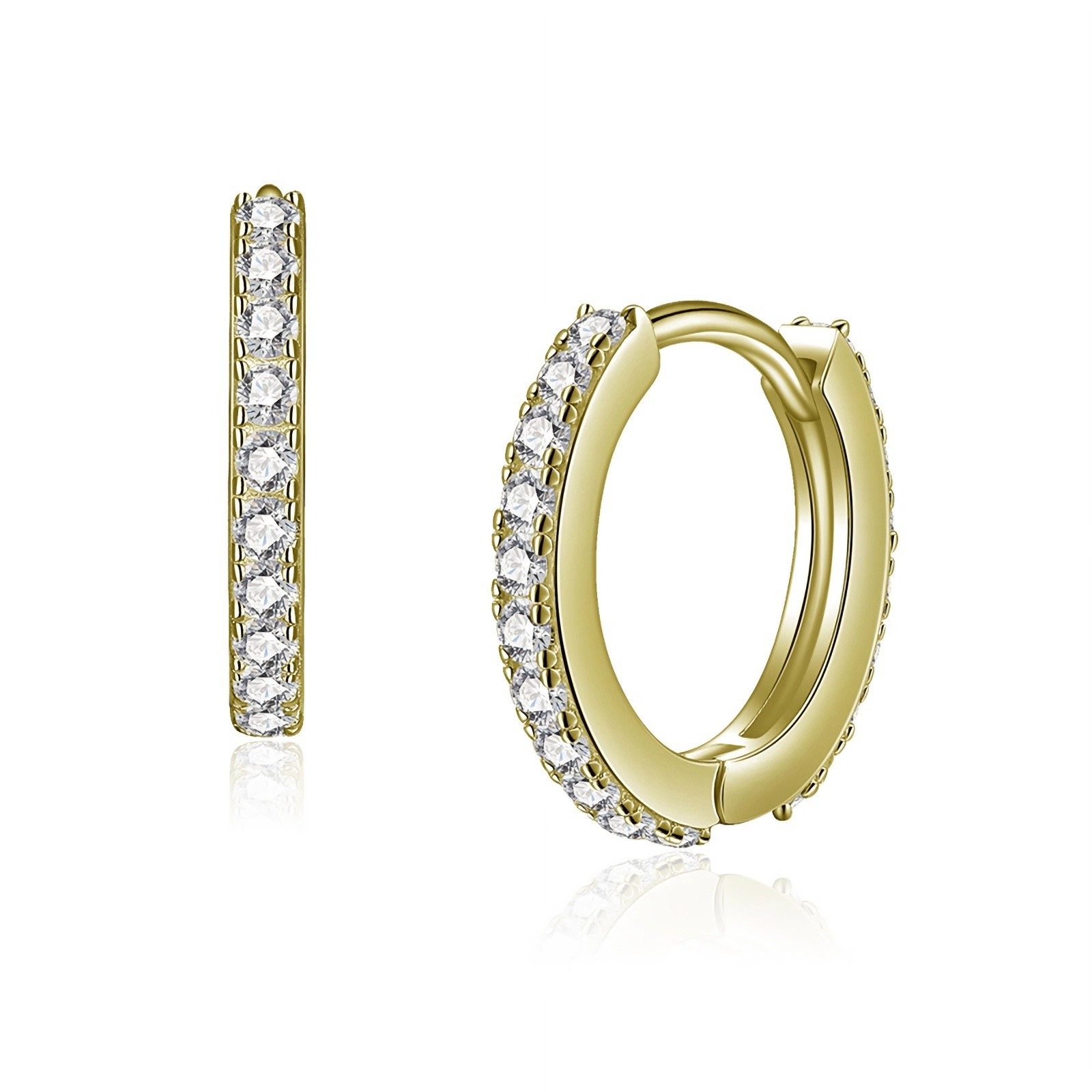 NICEANDnoble Klappcreolen 925er Silber vergoldete Klapp-Creolen mit Zirkonia